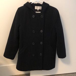 Black Vintage wool pea jacket.  Petite size M. Wool and cashmere blend.